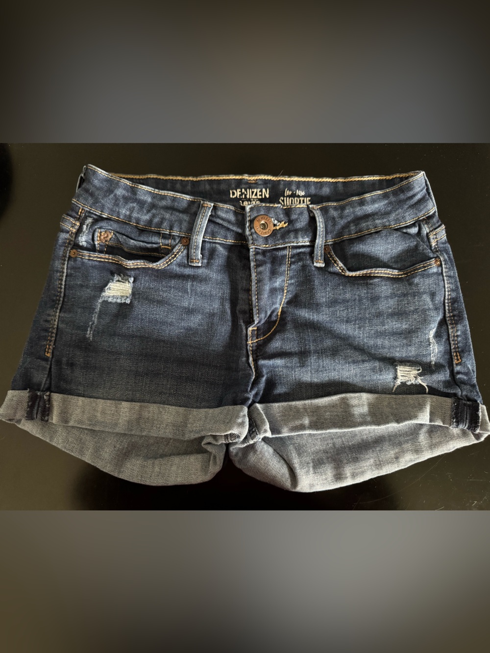 Denizen from Levi's Dark Indigo Rolled Hem Women's Jean Shorts
